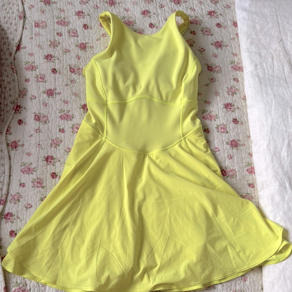 Lululemon tennis pickleball dress size 6 halter cross back neon yellow